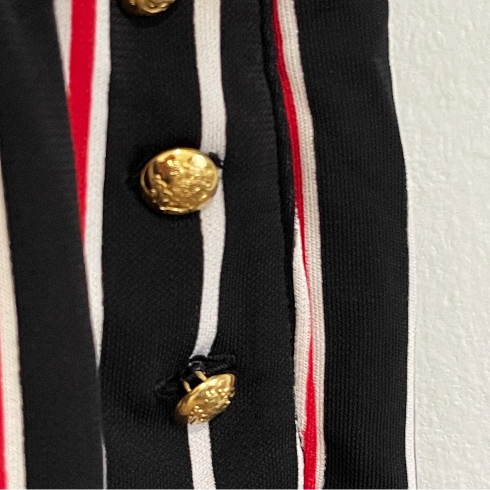 NWT Ralph Lauren Striped Wide-Leg Jumpsuit Black Red White Gold Hardware Size XL - Picture 5 of 10